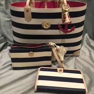 Spartina 449 Navy Stripe Tote Bag Set